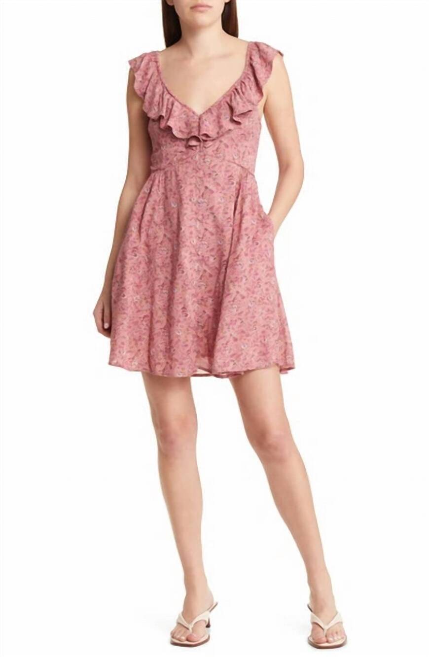 NEW MADEWELL floral ruffle dress in vintage quartz/pink